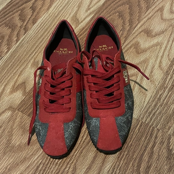 Red and Brown Coach sneakers - Picture 1 of 5